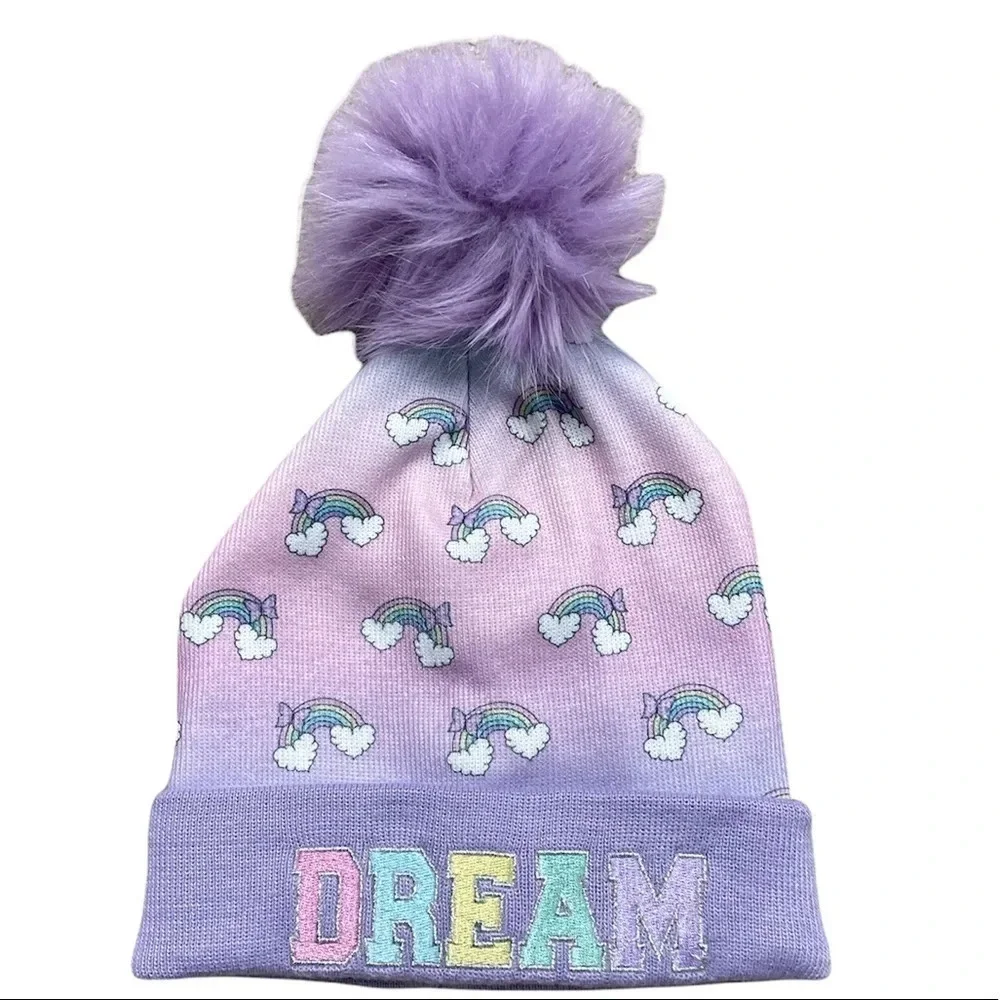 OMG Accessories Rainbow Dream Pom Pom Beanie